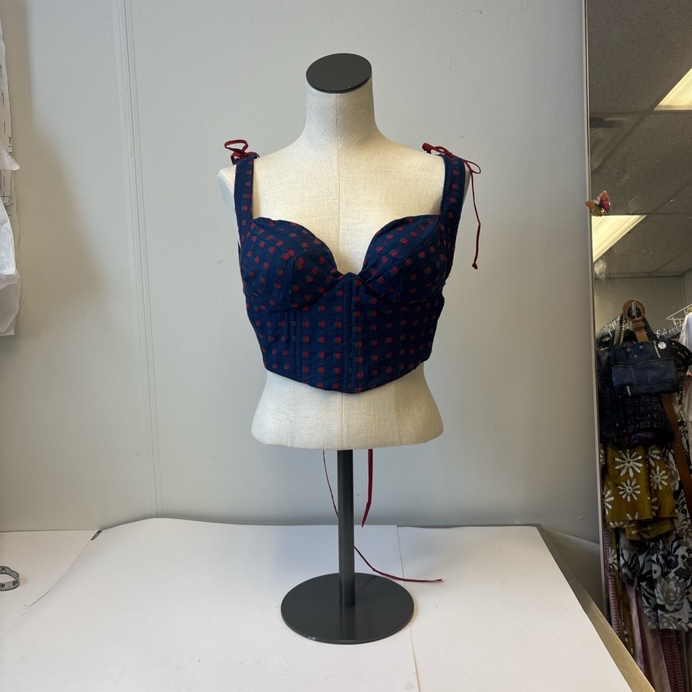Women's Blue and Red Corset Top - Picture 4 of 7